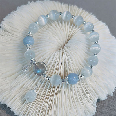 Foviel Cat's Eye Moonstone Butterfly Star Charm Support Bracelet