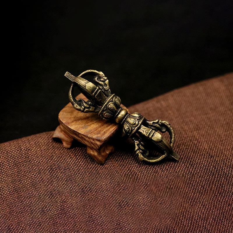 Buddha Stones Handmade Nepal Five Prong Three Prong Vajra Dorje Strength Copper Decoration Dorje BS 2