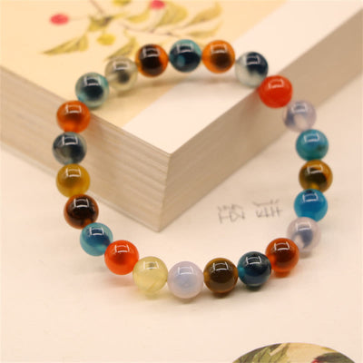 Buddha Stones Colorful Candy Agate Healing Strength Bead Bracelet Bracelet BS 4