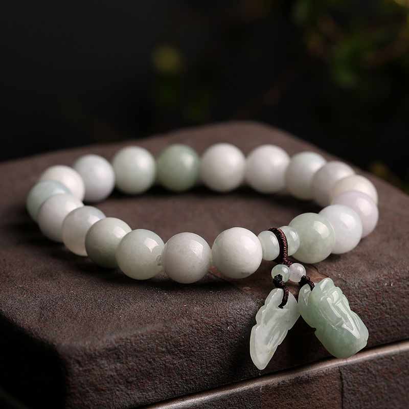 Buddha Stones Natural Jade Pi Xiu Gourd Apple Success Bracelet - image 1