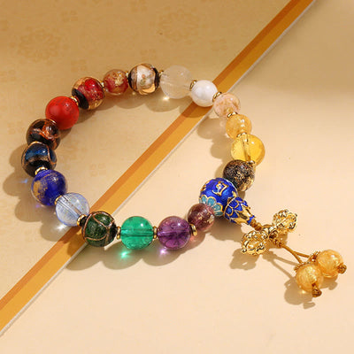 Buddha Stones Tibetan Colorful Incense Ash Liuli Glass Bead Om Mani Padme Hum Dorje Vajra 18 Beads Wrist Mala Wrist Mala BS Liuli Glass Bead Dorje Vajra