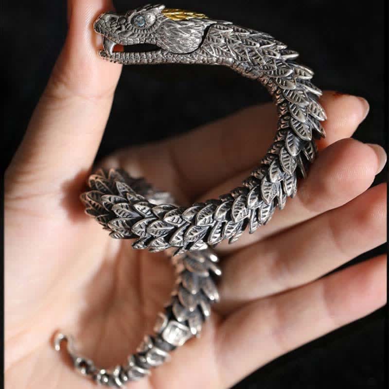 Buddha Stones Dragon Snake Handmade Amulet Protection Chain Bracelet Bracelet Bangle BS 3