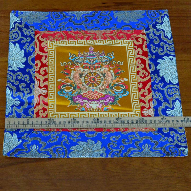 Buddha Stones Prayer Altar Mat Meditation Strength Endless Knot Vajra Man-Bcu Kalachakra Auspicious Symbols Prayer Altar BS 8
