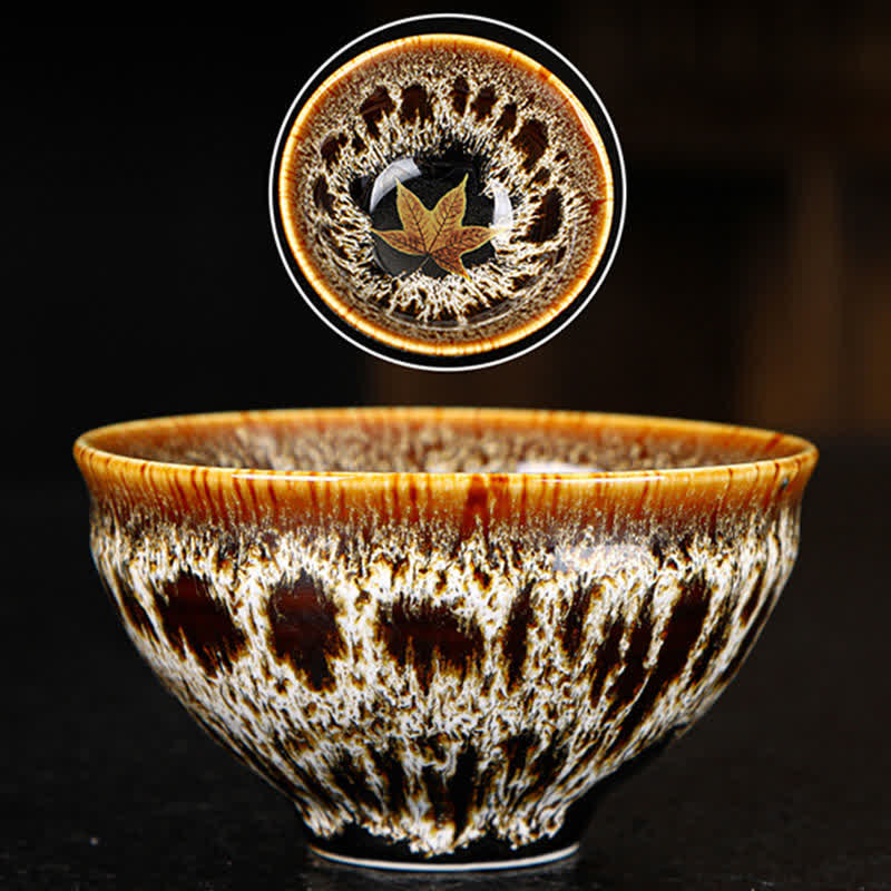 Buddha Stones Maple Leaf Colorful Ceramic Teacup Home Tea Cups Cup BS 17