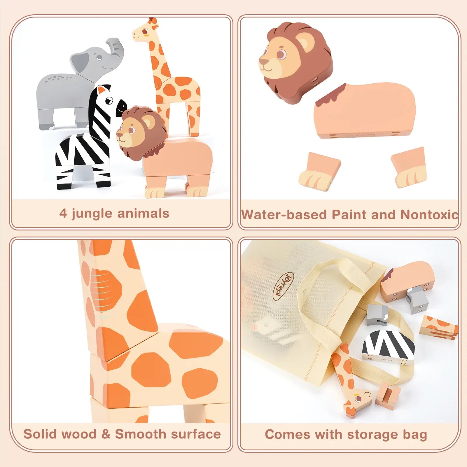 Fidtoy 16PCS Magnetic Mix & Match Jungle Animals for Ages 1–5