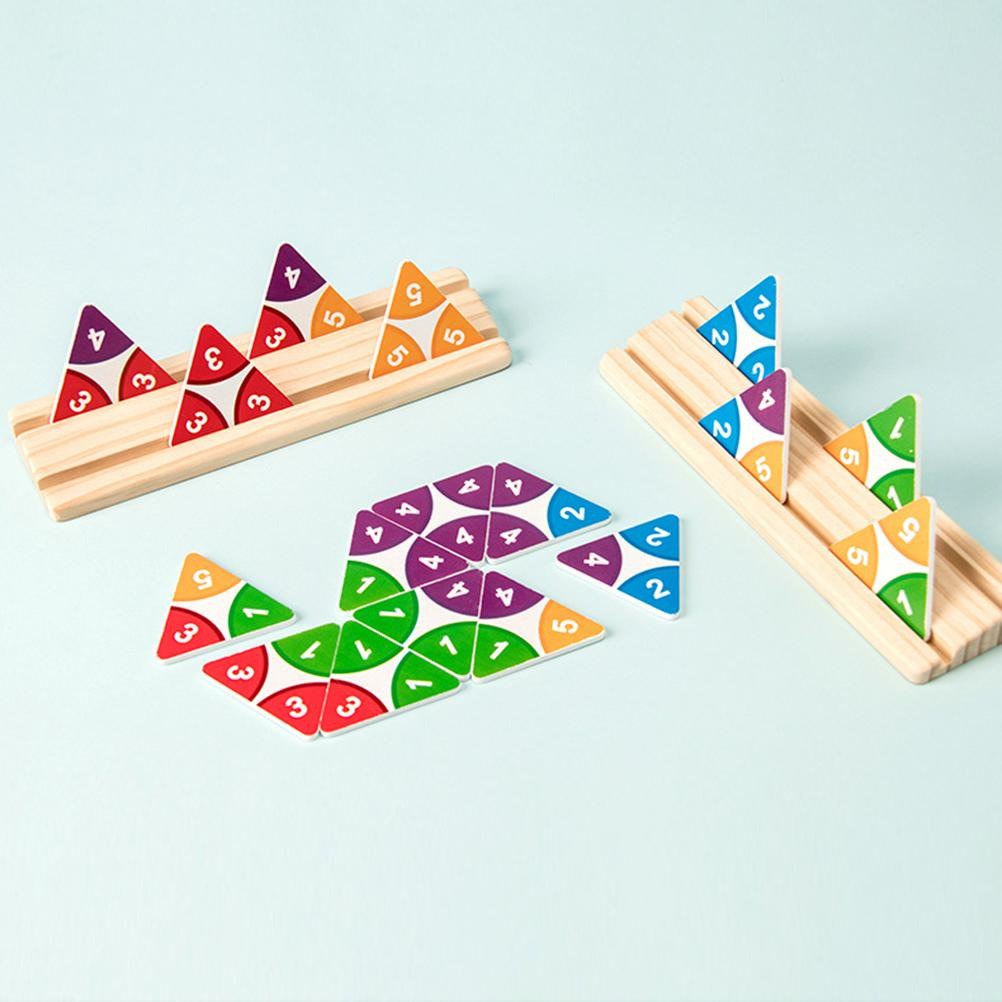 Fidtoy Triangle Numbers Wooden Jigsaw Puzzle for Kids | Wooden Number Puzzle Board Game, Parent-Child Interactive Puzzle, Spatial Reasoning, Short-Term Memory & Problem-Solving Toy Age 3+