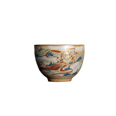 Buddha Stones Dunhuang Flying Apsaras Ceramic Gaiwan Sancai Teacup Kung Fu Tea Cup With Lid Cup BS 24