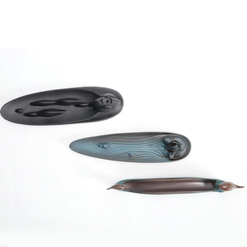 Buddha Stones Double Koi Fish Mountain Healing Ceramic Stick Incense Burner Decoration Incense Burner BS 9