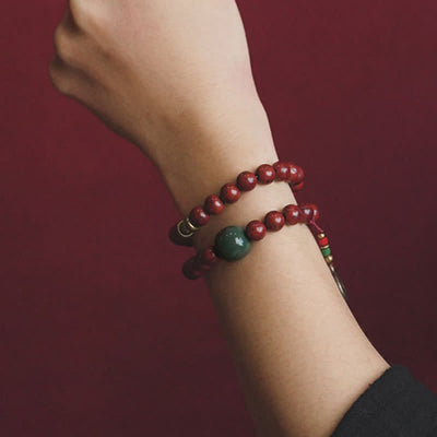 Buddha Stones Bodhi Seed Cyan Jade Copper Peace Luck Bracelet Bracelet BS 1