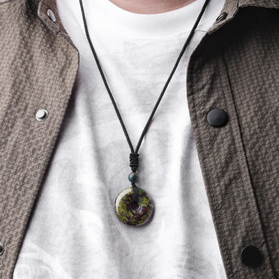 Buddha Stones Lucky Coin Pendant Healing Crystal Gemstone Necklace Necklaces & Pendants BS 26