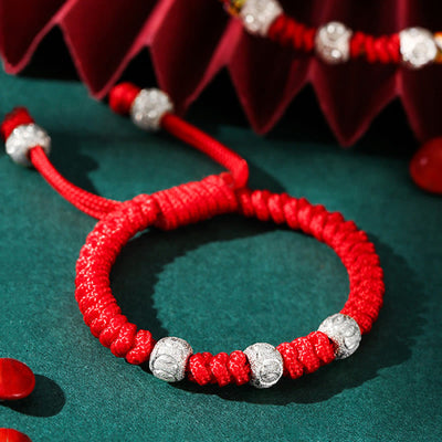 Foviel 925 Sterling Silver King Kong Knot Multicolored Red String Strength Handmade Braided Kids Child Bracelet