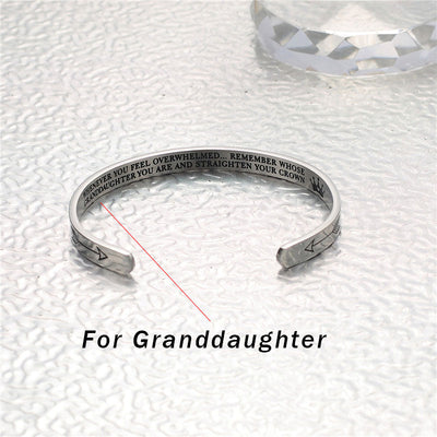 Buddha Stones Inspirational Bracelets Personalized Gift for Her Him Engraved Mantra Cuff Bangle Crown Jewelry - For granddaughter - image 6