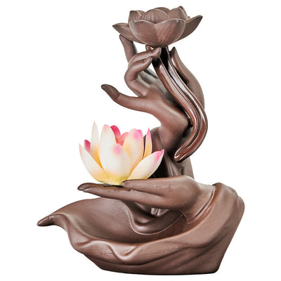 Buddha Stones Lotus Bergamot Healing Incense Burner Incense Burner BS 5