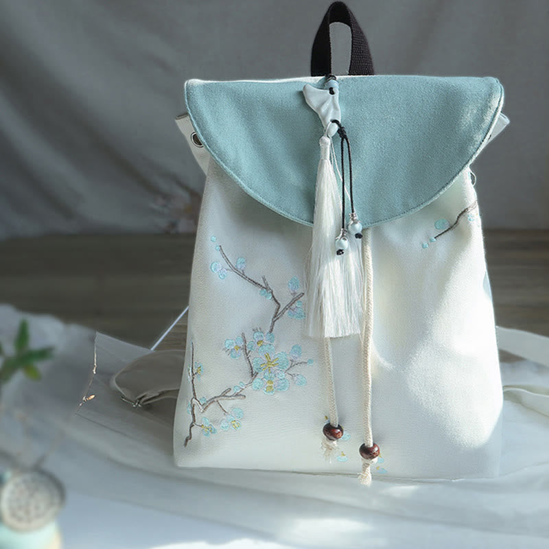Buddha Stones Handmade Embroidered Large Capacity Canvas Backpack Backpack BS 20