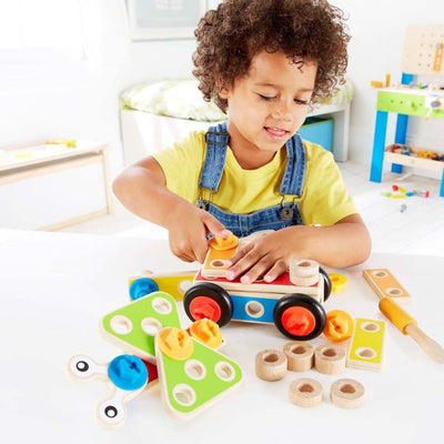 Fidtoy Juego de herramientas de construcción de madera para niños, kit de juguetes STEM de construcción