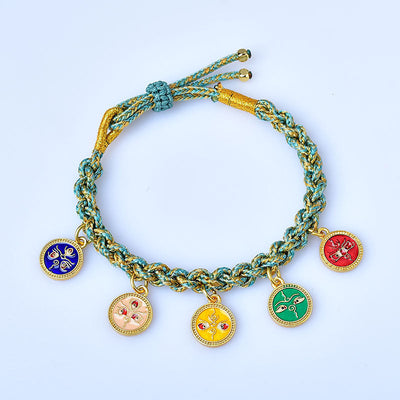 Buddha Stones Handmade Tibetan Multicolored Rope Five God Of Wealth Luck Braid Bracelet Bracelet BS 4