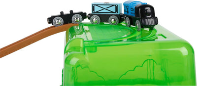 Fidtoy Juego de Tren de Construcción de Vías de Madera con Cubo, 50 Piezas