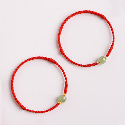 Buddha Stones Handmade Jade Lucky Bead Prosperity Braided Bracelet Bracelet BS 4