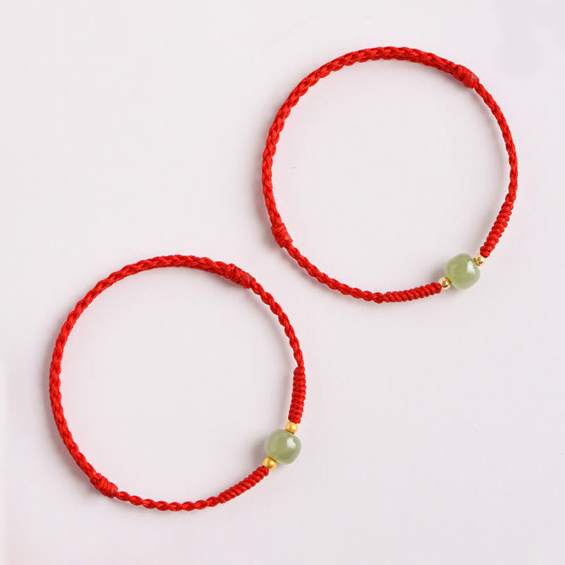 Buddha Stones Handmade Jade Lucky Bead Prosperity Braided Bracelet Bracelet BS 4
