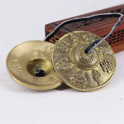Buddha Stones Tibetan Tingsha Bell Six True Words Dragon Copper Balance Decoration With Bag Buddhist Supplies BS 12