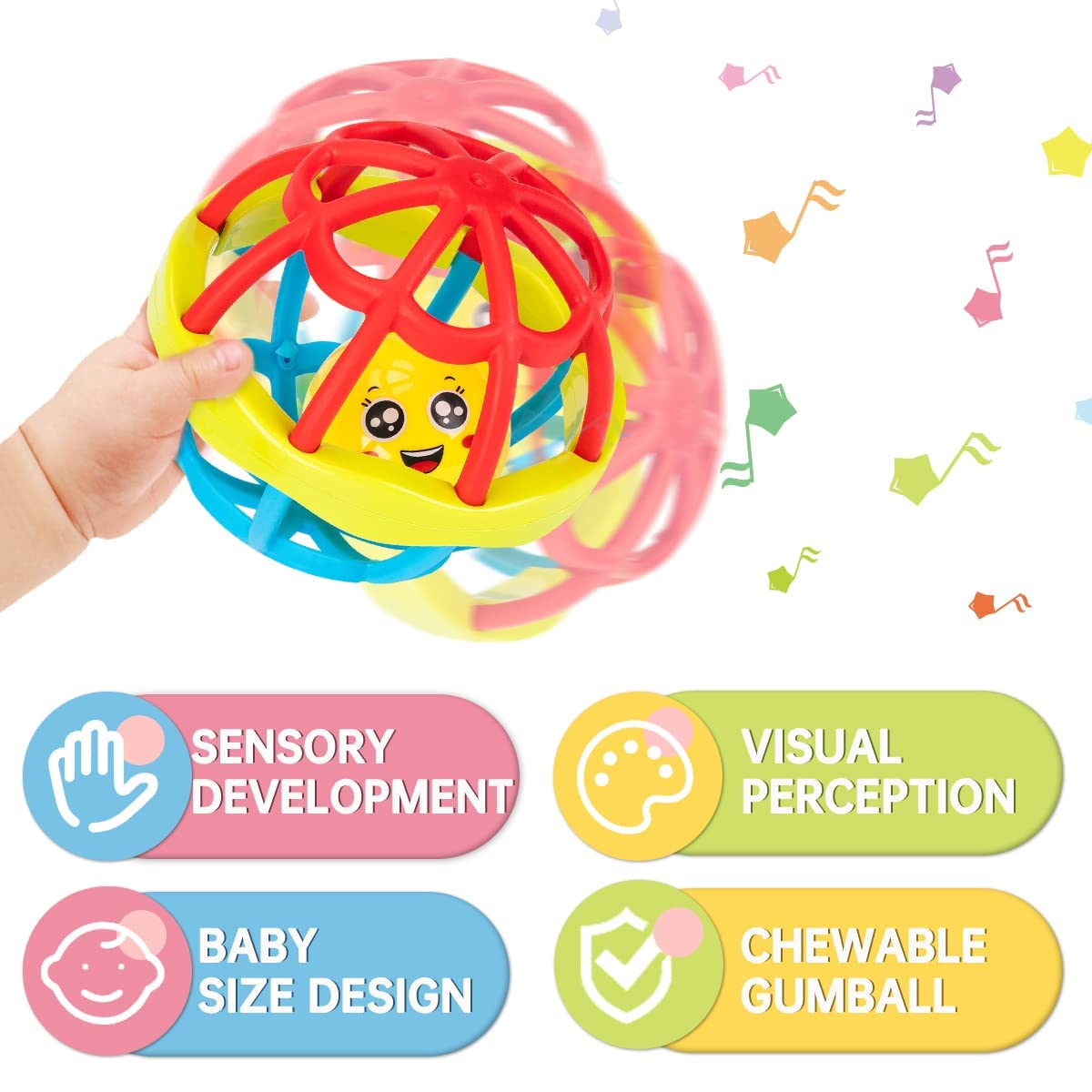 Fidtoy Hochet Bébé Balle et Maracas en ABS Alimentaire Jouet Sensoriel