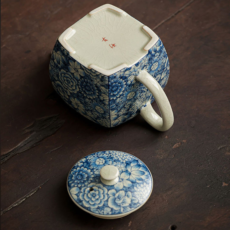 Buddha Stones Blue and White Porcelain Chinese Gongfu Tea Ceramic Kung Fu Teapot Cup Tea Filter Canister Teapot BS 11