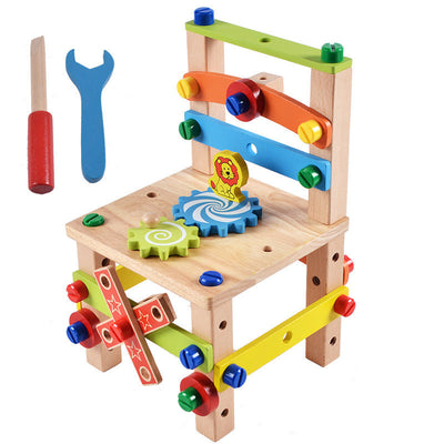 Fidtoy Juego de construcción de silla de madera Juguete de construcción Montessori