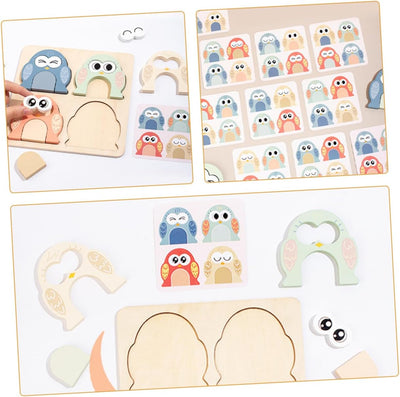 Fidtoy Puzzle d'expression animale Montessori, jouet en bois pour enfants, apprentissage des émotions, correspondance des visages, motricité fine, cadeau éducatif.