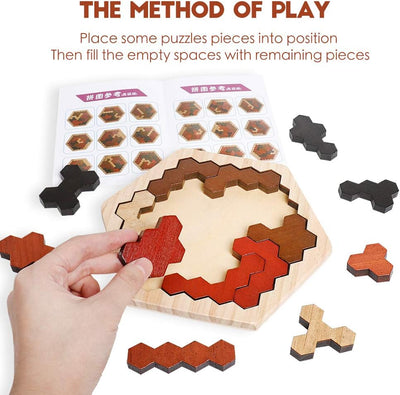 Fidtoy Colorful Wood Tangram – Montessori Wooden Puzzle for Toddlers & Preschoolers