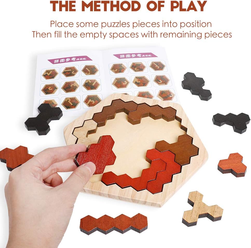 Fidtoy Colorful Wood Tangram – Montessori Wooden Puzzle for Toddlers & Preschoolers