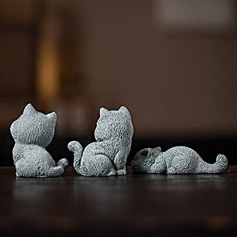 Buddha Stones Small Cat Home Tea Pet Figurine Desk Decoration Decorations BS 2