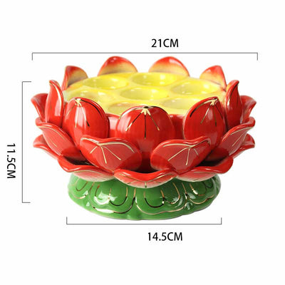 Buddha Stones Meditation Prayer Altar Lotus Flower Candle Holder Buddhist Temple Rituals Use Items Prayer Altar BS Lotus Ceramics Candle Holder