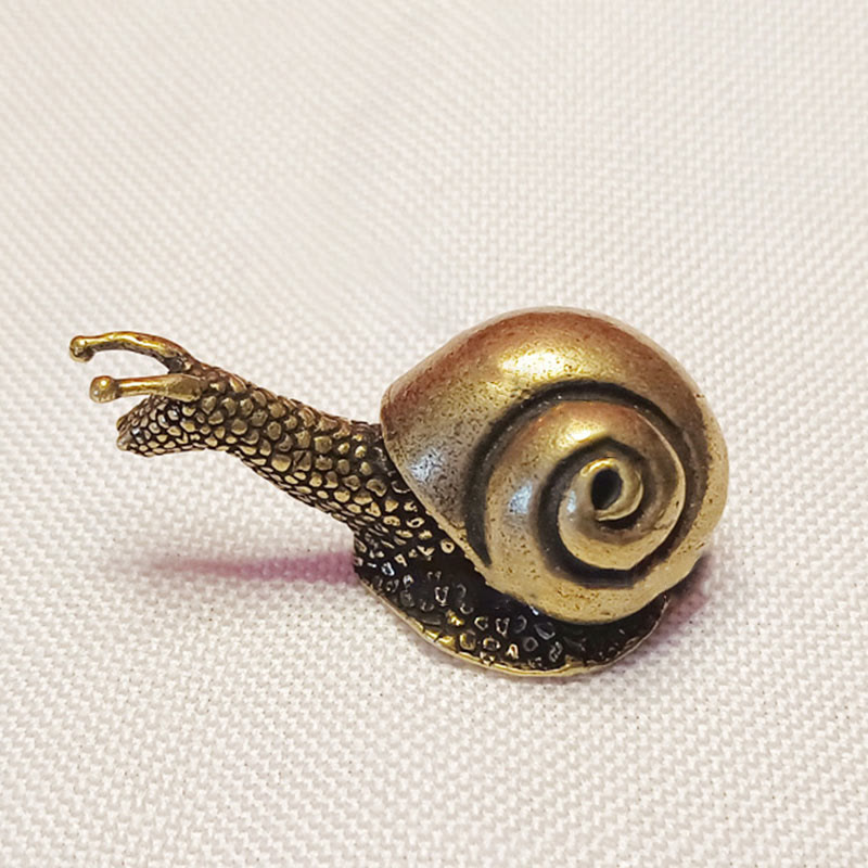 Buddha Stones Mini Small Frog Turtle Koi Fish Snail Crab Copper Wealth Home Decoration Decorations BS Snail