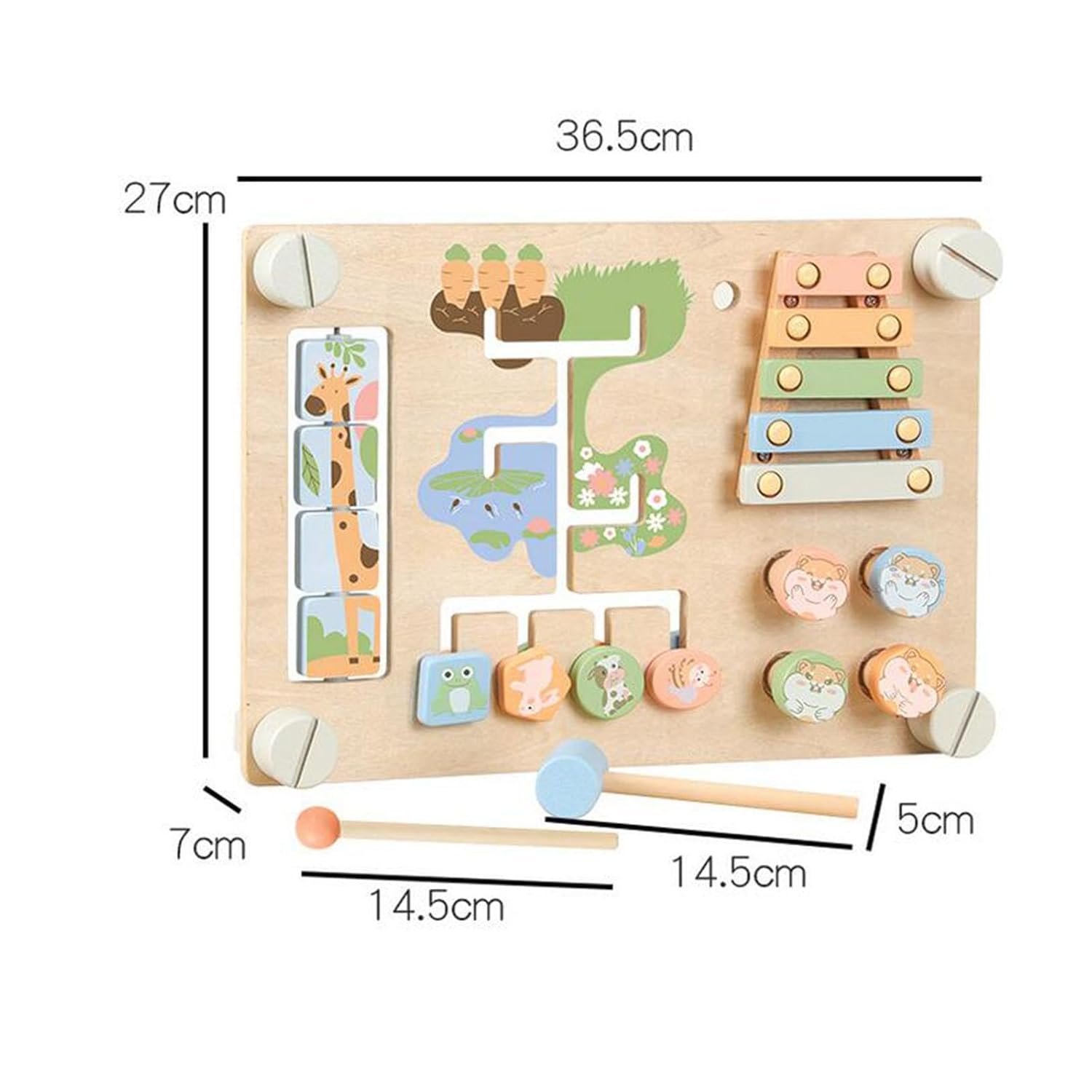 BNF Double Sided Busy Board Learning Skill Toy Gear Piano Knocking Sensory BoardBaby | Toys for Baby | Developmental Baby Toys1 Kids Drum Toy