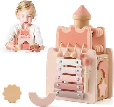 Château d'activités en bois Fidtoy pour enfants de 3 ans et plus - Jouet éducatif