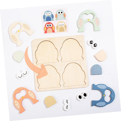 Fidtoy Puzzle d'expression animale Montessori, jouet en bois pour enfants, apprentissage des émotions, correspondance des visages, motricité fine, cadeau éducatif.