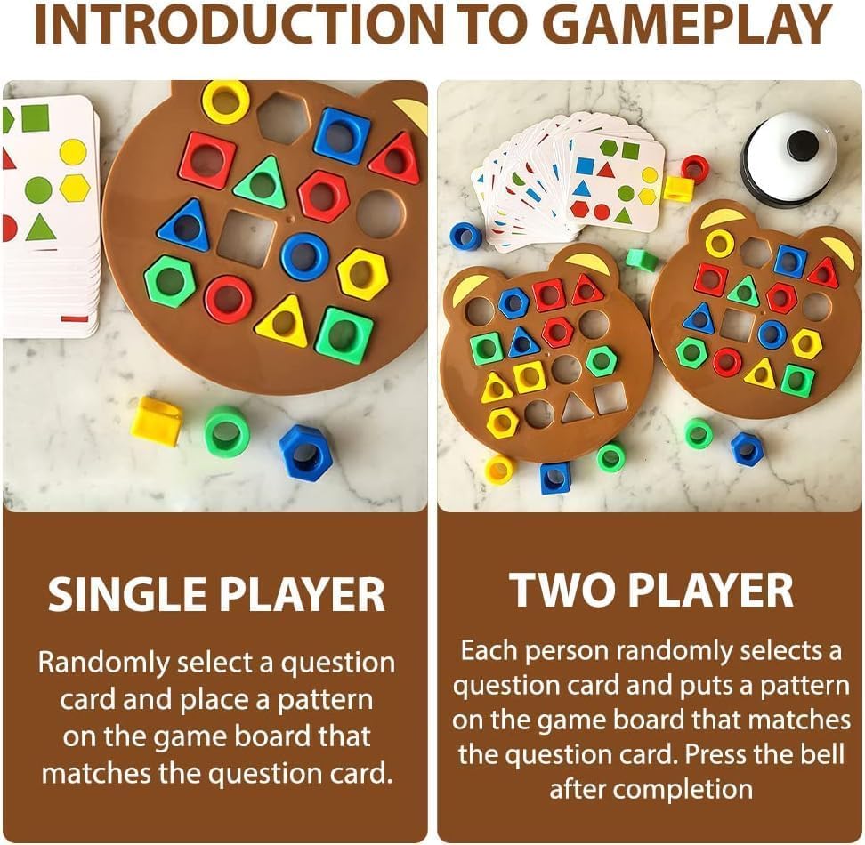 Fidtoy Shape Matching Board Game for Kids Color and Shape Recognition Learning Toy
