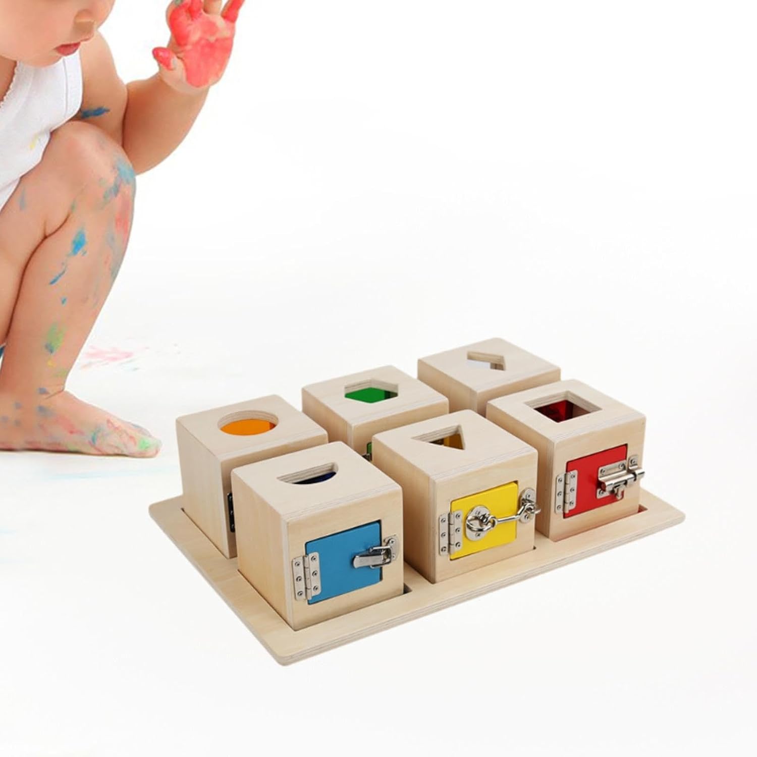 harayaa Caja de Bloqueo Montessori para niños, Tablero Ocupado, Juguetes educativos, Juguete Interactivo Suave para Padres e Hijos, Regalos de cumpleaños para