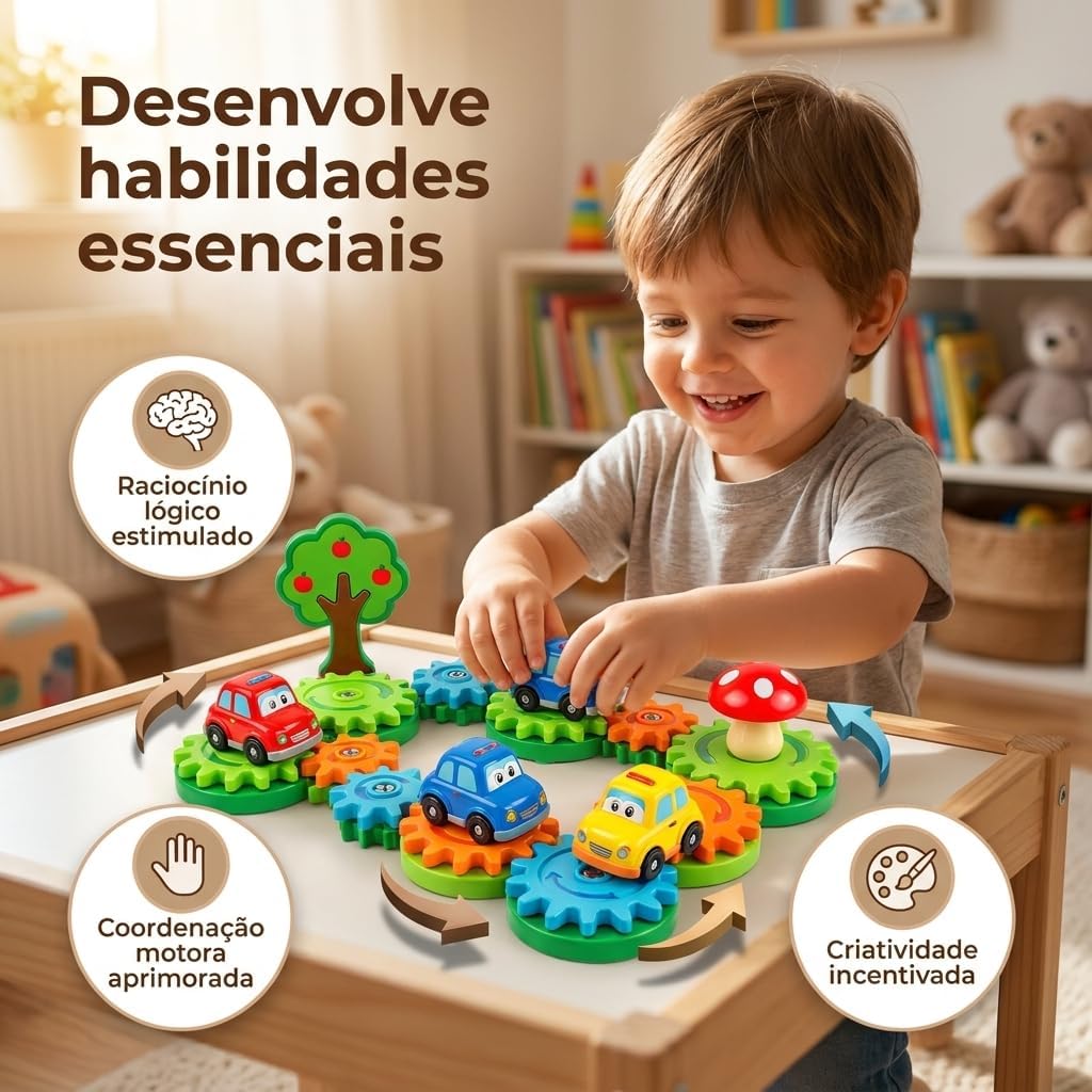 Fidtoy – Jouet de Construction d'Engrenages pour Enfants, 18 Pièces – Ensemble de Construction Interactif à Engrenages Rotatifs pour l'Apprentissage des STIM, la Construction Créative et le Développement de la Motricité Fine, pour les 3 Ans et Plus