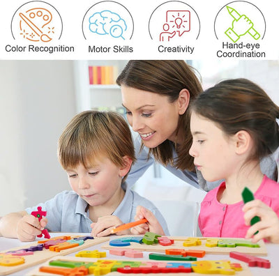 Fidtoy Puzzle en bois 3D Girafe, Jouet pour l'apprentissage des animaux et le développement de la motricité fine pour les enfants de 2 à 6 ans