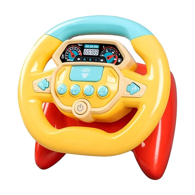 Fidtoy Interactive Steering Wheel Toy for Toddlers Ages 1-5, Yellow Musical Driving Toy with Lights, Sounds, Buttons and Pretend Play Learning, 1 Piece