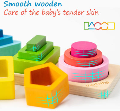 Fidtoy Jeu de tri de formes en bois, jouet de tri de formes Montessori pour tout-petits