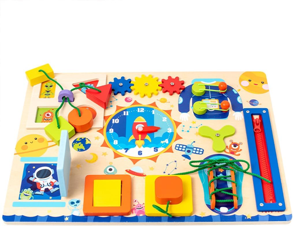 Fidtoy Montessori Busy Board Book for Toddlers Sensory Activity Board with Zippers Buckles Buttons Learning Toy Fine Motor Skills Travel Quiet Toy Gift