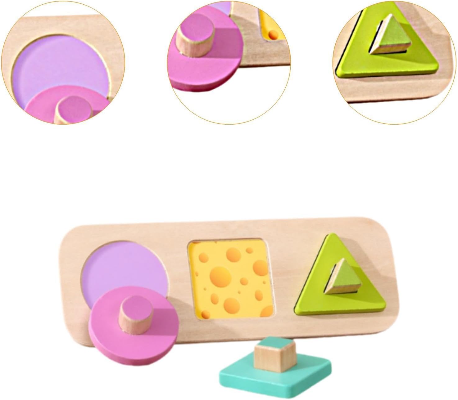 Fidtoy Wooden Shape Peg Puzzle Montessori Shape Sorting Toy for Kids Color Recognition Fine Motor Skills Early Learning Educational Toy Gift