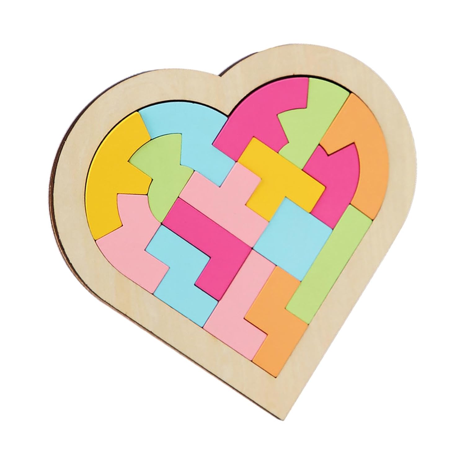 Fidtoy Tangram Corazón Colorido – Rompecabezas de Madera Montessori para Niños Pequeños y Preescolares