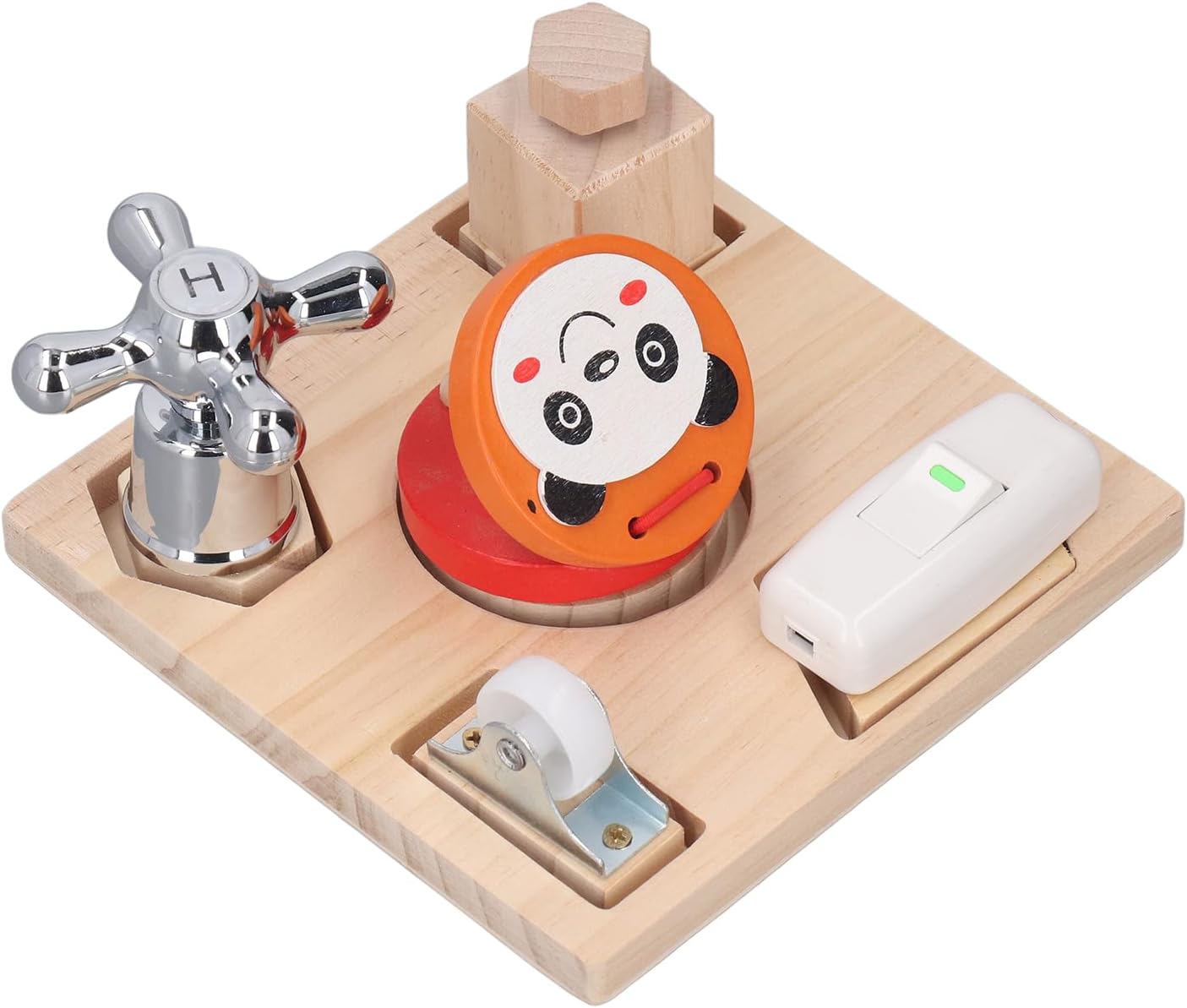 Fidtoy Montessori Busy Board Toy for Toddlers Shape Matching Wooden Sensory Board Fine Motor Skills Learning Toy Educational Puzzle Travel Quiet Toy