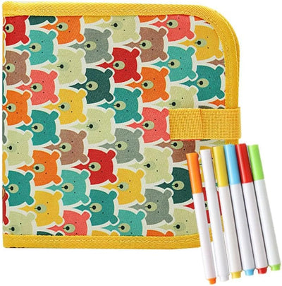 Fidtoy Reusable Drawing Slate Book for Kids – Erasable Doodle Book with Washable Markers, Portable Travel Drawing Pad, Dinosaur Theme, and Creative Writing Practice