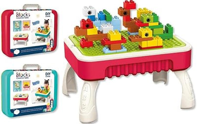 Fidtoy Table de construction multifonctionnelle 3 en 1, mallette, table de construction portable en plastique et ensemble de planches à dessin, jouet créatif pour la motricité fine, 3 ans et plus