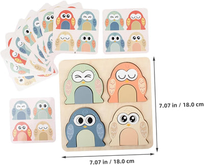 Fidtoy Puzzle d'expression animale Montessori, jouet en bois pour enfants, apprentissage des émotions, correspondance des visages, motricité fine, cadeau éducatif.