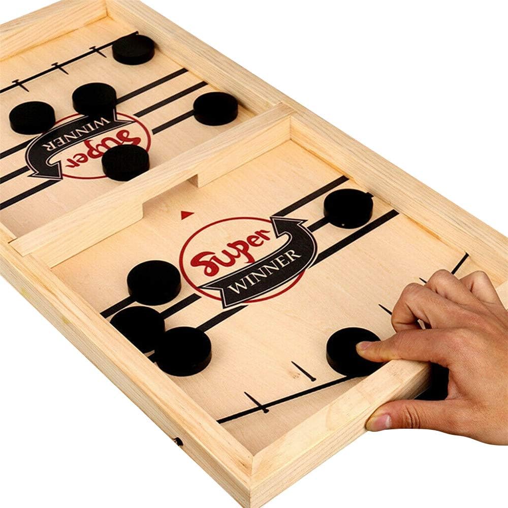 Juego de mesa Fidtoy Fast Sling Puck – Juego de mesa familiar de madera